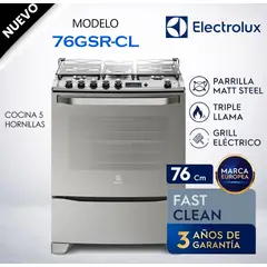 Electrolux - 76GSR-CL - Cocina Freestanding Gas 5 Quemadores Triple Llama Electrolux