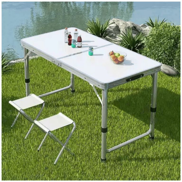 Mesa plegable para picnic camping portátil con 2 sillas
