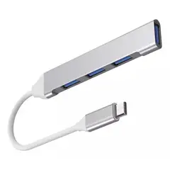 GENERICO - Adaptador Hub ALUMINIO USB Tipo C a 4 Puertos USB