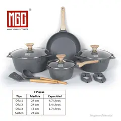 OEM - JUEGO DE OLLAS MGC DE 9 PIEZAS ROCA VOLCANICA GREY