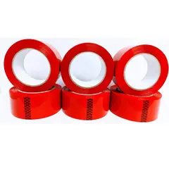 GENERICO - Cinta de embalaje de colores 200 Yardas Rojo - Pack 12