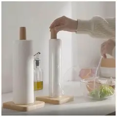 GENERICO - Porta Papel Toalla Portarrollos de Papel Bambú