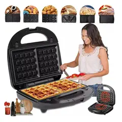 RAFF - Waflera, Sandwichera Donuts Donas y Parrilla Eléctrica Máquina de Desayuno 6 en 1 RAF R541