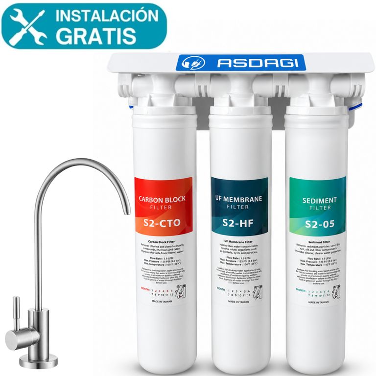 Purificador de Agua bajo Lavadero 3 Etapas ASDAGI