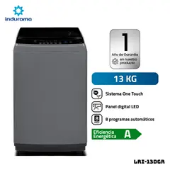 INDURAMA - LAVADORA ANTIENRREDO 13 KG CARGA SUPERIOR GRIS - LRI-13DGR