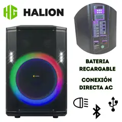 HALION - Parlante portátil KASSEL K1212 Boofer de 12 USB TF BT TWS FM