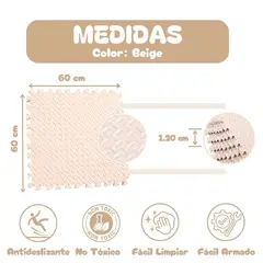 GENERICO - Piso de Goma EVA BEIGE de 60 cm x 60 cm x 1.20 cm - 08 unid.