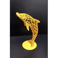 GENERICO - ADORNO EXCLUSIVO DELFIN VORONOI DORADO 23cm x 11cm x 16Cm