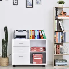 GENERICO - MUEBLE PARA IMPRESORA DE MELAMINA MOVIBLE CON 3 CAJONES