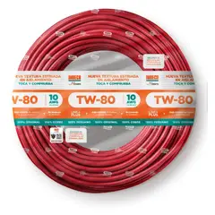 INDECO - Cable TW-80 Plus 10 AWG 450/750V Rojo 100 Metros