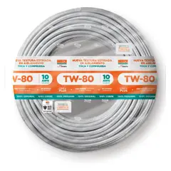 INDECO - Cable THW-90 Plus 10 AWG 450/750V Blanco 100 Metros
