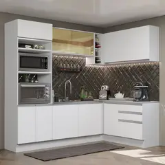 MADESA - Mueble de Cocina Integral de Esquina Glamy 399 cm Blanco