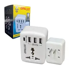 OPALUX - Adaptador Enchufe Multiple 3Usb Tipo A + Tipo C OP-225A