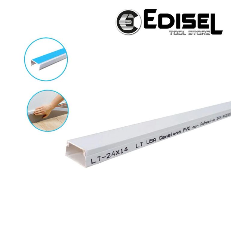 Canaleta PVC Blanca 39x19 con adhesivo 2 mts EDILT-39x19