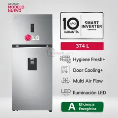 LG - Refrigeradora 374 Litros Top Freezer No Frost plateada - GT37SGP