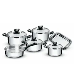 TRAMONTINA - Juego de Ollas 10 Piezas Acero Inoxidable Solar