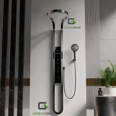 GREEN HOUSE - ELEGANTE COLUMNA DE DUCHA COLOR GRIS HIDROELECTRICA ACERO INOXIDABLE