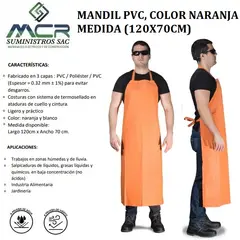 GENERICO - MANDIL PVCPOLIESTER COLOR NARANJA MEDIDA 70X120CM