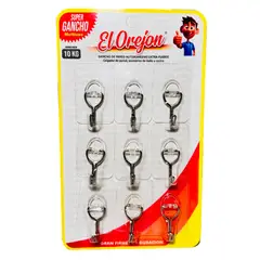 GENERICO - Gancho Adhesivo para 10kg perchero TRANSPARENTE x9und