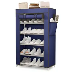 MINARI - Zapatera Organizador de Zapatos Estante 5 Niveles con Forro Azul ZF5