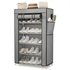 MINARI - Zapatera Organizador de Zapatos Estante 5 Niveles con Forro Gris ZF5