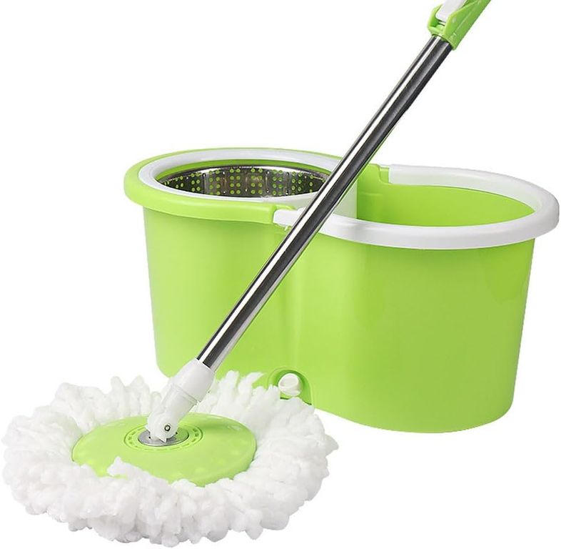 Balde Escurridor Trapeador 2 Mopas + Dispensador Verde