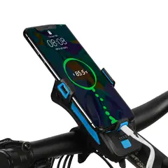 GENERICO - PORTA CELULAR PARA BICICLETAS MOTOS Y SCOOTER CON LUZ Y CARGADOR AZUL