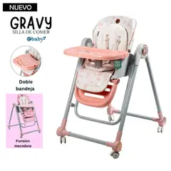 EBABY - Silla de Comer para Bebe Regulable GRAVY Rosado