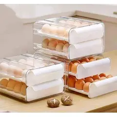 GENERICO - PORTA HUEVO ACRÍLICO 2 NIVELES BLANCO