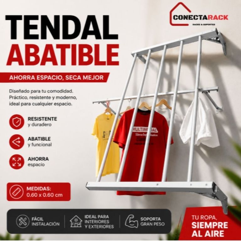 Tendedero Abatible de 60 cm x 60 xm aluminio de alta calidad.