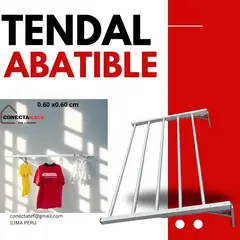 NACIONAL - Tendedero Abatible de 60 cm x 60 xm  aluminio de alta calidad.
