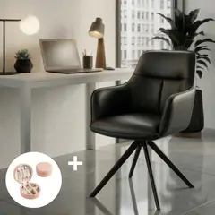 BUCKINGHAM - Butaca Cuero Giratoria 360° Buckingham Harland Negro