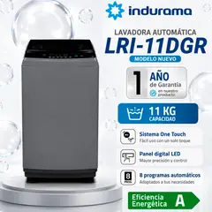 INDURAMA - Lavadora Automática Indurama 11 Kg LRI-11DGR - Gris Oscuro