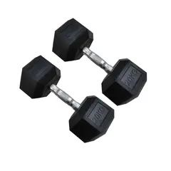 WINNER - Par Mancuernas Pesas Cromadas Hexagonales De Caucho 20 Kg