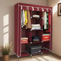 GENERICO - Ropero Closet Organizador De Ropa Armario Armable 3 Cuerpos Rojo Vino