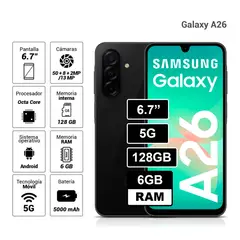 SAMSUNG - A26 5G 128GB - 6GB RAM NEGRO