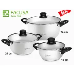 FACUSA - Juego de Ollas 6 piezas Acero Inox