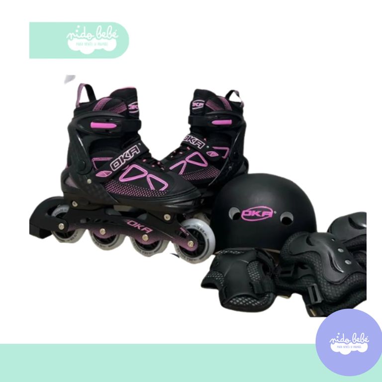 PATIN LINEAL OKA BLACK AND PINK M 34 A 37