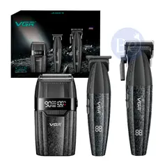 VOYAGER - Pack VGR Cortadora con Trimmer y Shaver V-640 S3 Negro