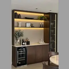 TU MESITA - Mueble de Bar Moderno Irish Color FumeBlanco con Luces Led