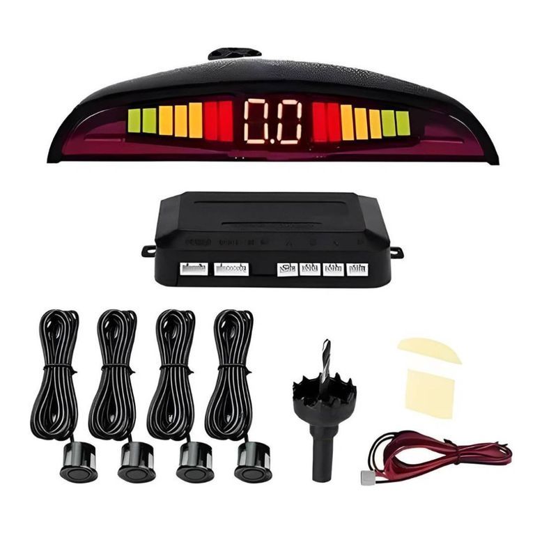 Sensor De Retroceso Reversa Auto Parqueo 4 Puntos Negro