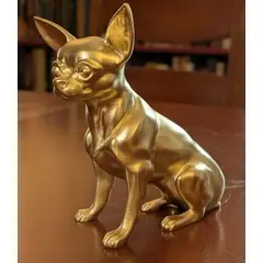 GENERICO - ADORNO EXCLUSIVO CHIHUAHUA DORADO 23cm x 12cm x 22cm