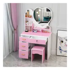 GENERICO - Tocador de Maquillaje Cora Madera con Espejo Y Taburete 80cm X 120cm
