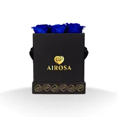 AIROSA - Box Divina AIROSA - 9 Mini Rosas Preservadas Azul Royal + Tarjeta Premium
