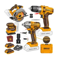 INGCO TOOLS - Sierra Circular 7 1/4+ Lijadora+ Llave Impacto Atornillador