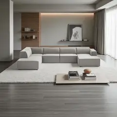 AMOBLART - SECCIONAL PANORAMICO LUJO 5 PIEZAS COLOR PLATA