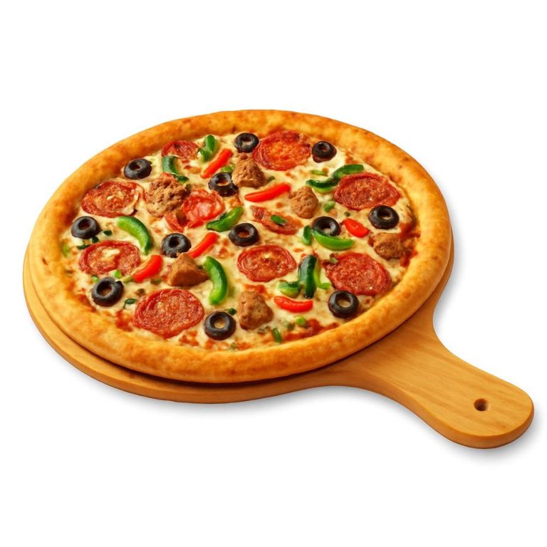 Tabla para pizza con mango de madera