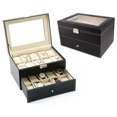 GENERICO - Organizador De Relojes Capacidad Para 20 Relojes Cuero Artificial