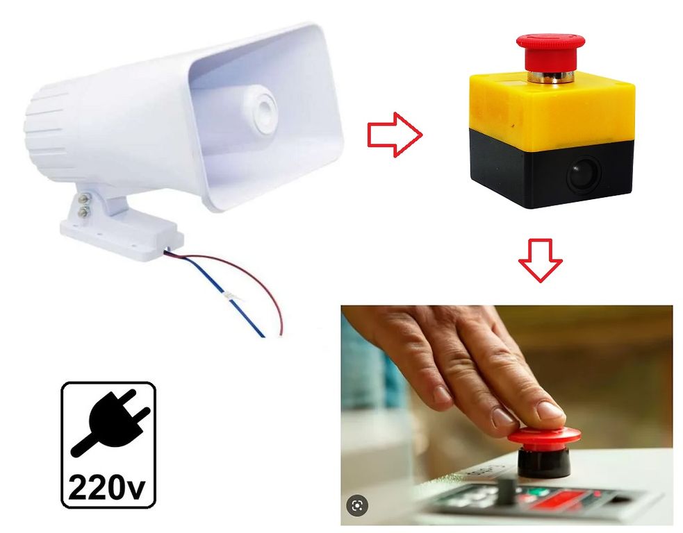 Sirena Blanca 90w + Botón Pánico Kit Seguridad Alarma 220v 2 tonos