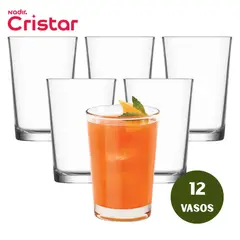 CRISTAR - Vasos de Vidrio Herradura Liso 200ml Resistente Pack X12